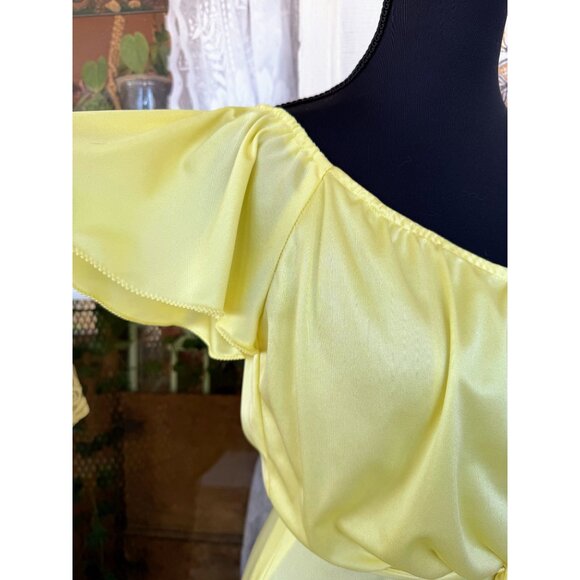 Vintage 60's yellow Maxi Dress Match Lace Jacket /Bow Size XS - Picture 5 of 16